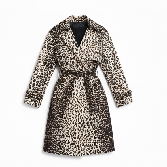 kate spade Jackets & Blazers - NEW Kate Spade New York Double Breasted Longline Leopard Print Trench Coat XL